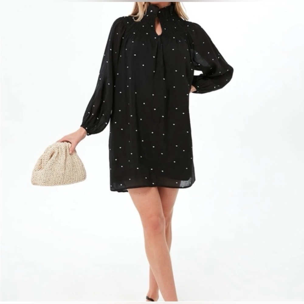 Tuckernuck Pomander Place Polka Dot Taylor Mini Dress Size XL Black Tiered - Picture 8 of 8